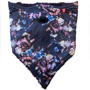 Airhole NWT Fleece Bandana Breathe Hole Floral Purple Black Skiing Boarding M/L